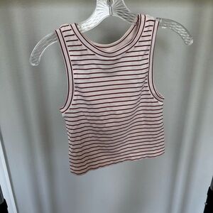 Free People Intimately Red Striped Crop Tank Top Wm M/L Sleeveless Festival